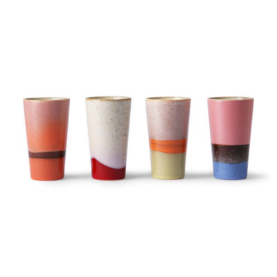 ceramic 70’s latte mugs set of 4