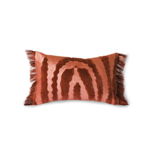 fringed velvet tiger cushion red
