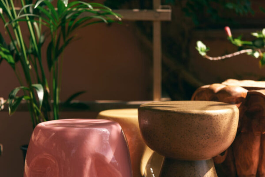 HKliving Currents ceramic side table