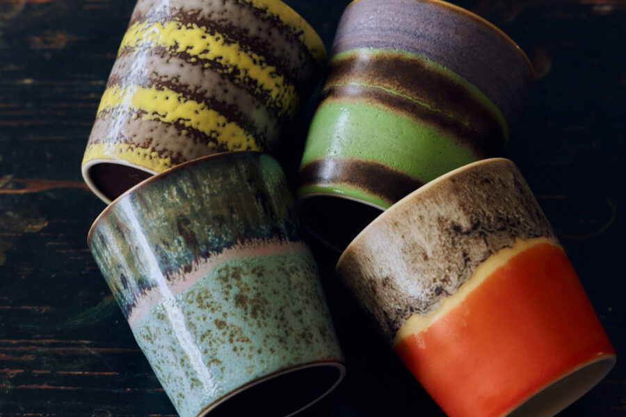 New 70s Keramiek Koffiemokken Funky