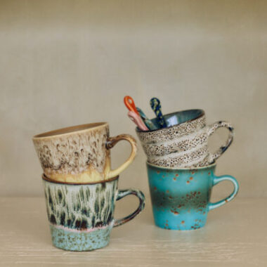 New Keramiek uit de jaren 70: americano mokken luxe, set van 4