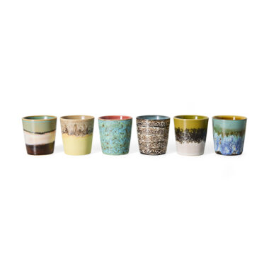 New 70s ceramics: coffee mugs indulgence, set of 6