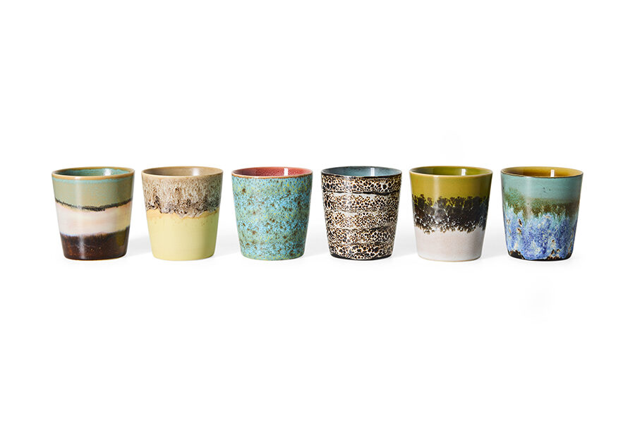 New 70s ceramics: coffee mugs indulgence, set of 6